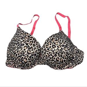 Victorias Secret Pink Wear Everywhere Push Up Bra 34C Cheetah Sexy Romantic Y2K